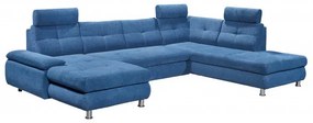 Coltar Extensibil U Bala, Dreapta, Cu Lada, Albastru, 88 x 233 x 349 Cm