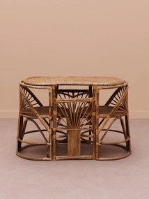 Set dining din rattan natural, masă ovală și 2 scaune, 3 piese, „Trinidad”