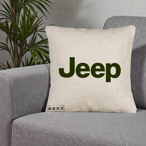 Perna Personalizata cu emblema Jeep, 40x40 cm, Bej Canapea, Husa Detasabila, Perna Inclusa, BEKZ®