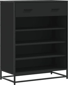 vidaXL Pantofar, negru, 75x38x97,5 cm, lemn prelucrat/metal