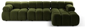 Colțar modular verde cu tapițerie din țesătură bouclé (cu colț pe partea dreaptă) Bellis – Micadoni Home