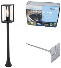 Lampă de exterior cu picior neagră 100 cm cu țăruș de pământ și glandă pentru cablu - Charlois