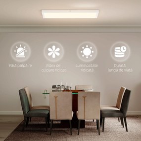 HOMCOM Set de 2 Plafoniere LED Subțiri cu Design Minimalist și Modern, Reglabile, Candelabru LED din Oțel și Plastic, 60x30x3,7 cm, Alb | Aosom Romania