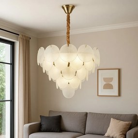 Candelabru Modern cu Sticlă Mată, 15 Becuri E27, Ø75 cm, H42 cm – Model 5867-750 TB