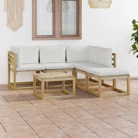 3065004 vidaXL Set mobilier de grădină cu perne crem, 6 piese