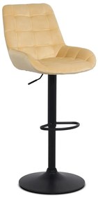 Scaun de bar crem ABS 145 din catifea cu bază metalică reglabilă