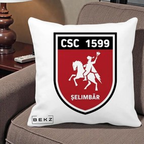Perna Personalizata CSC 1599 Selimbar Fotbal, 40x40 cm, Alba Mata, Husa Detasabila, Perna Inclusa, BEKZ®