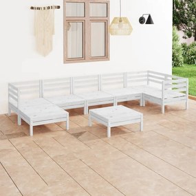 3082970 vidaXL Set mobilier de grădină, 8 piese, alb, lemn masiv de pin