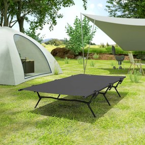 Outsunny Pat de câmp pliabil Pat de camping cu geantă de transport 200 x 100 x 36 cm până la 120 kg extra lat Negru | Aosom Romania