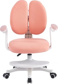 RESIGILAT- Scaun ergonomic pentru copii, spatar reglabil, suport picioare reglabil, rotativ, Roz