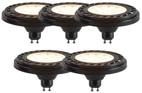 Set de 5 LED-uri GU10 reglabile AR111 Negre 8W 600lm 2700K