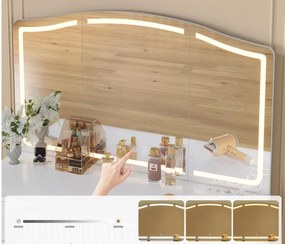 SEA816 - Set Masa toaleta 105 cm, cosmetica, machiaj, oglinda cu LED, masuta vanity, make-up - Alb / Negru
