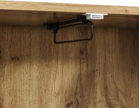 Dulap garderobă cu rafturi deschise, bară extensibilă pentru haine, 2 sertare încăpătoare, 110x38x186 cm, Culoare naturală