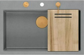 Statie de lucru incastrata cu dozator sapun Quadron Unique Marc gri - cupru 76x50 cm