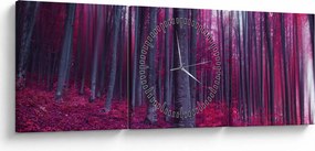 Tablou - Pădurea roz (cu ceas) (90x30 cm)