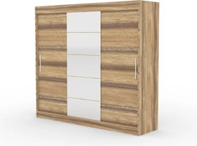 Dulap cu usi glisante si oglinda 235x215 cm, Erwin, ADRK Furniture (Culoare: Negru)