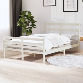 3103684 vidaXL Cadru de pat mic dublu, alb, 120x190 cm, lemn masiv de pin