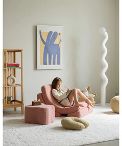 Puf de copii roz cu tapițerie din țesătură bouclé Cloud – Wigiwama