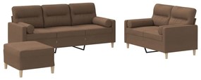 3201627 vidaXL Set de canapele cu perne, 3 piese, maro, textil