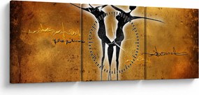 Tablou perechii dansând pictate (cu ceas) (90x30 cm)