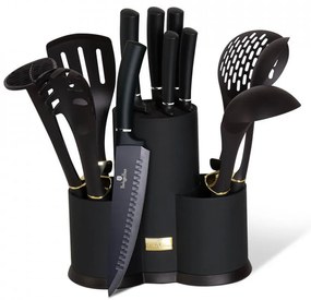 Set cutite otel inoxidabil si ustensile de bucatarie (12 piese) Black Royal Collection Berlinger Haus BH 6253