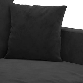 Canapea cu 2 locuri, negru, 140 cm, catifea Negru, 158 x 77 x 80 cm