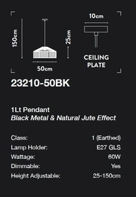 Lustra/Pendul design natural iuta Belle