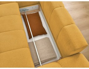 Colțar galben muștar extensibil/cu spațiu de depozitare cu tapițerie din chenille (cu colț pe partea stângă/cu șezlong) Everest – Bobochic Paris