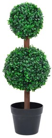 Planta artificiala cimisir cu ghiveci, verde, 60cm, forma minge 1, 16 x 60 cm