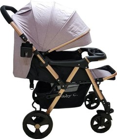 Carucior nou nascuti 2 in 1 BABY CARE™ PRO 511, Cadru aluminiu, Maner reversibil, Spatar reglabil in 5 trepte, Amortizoare, Frana picior,Pliabil , Gri