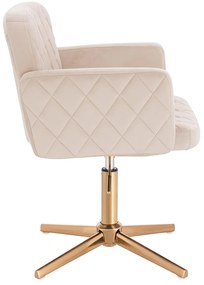 HR802CROSS Scaun Crem din Catifea cu Bază Aurie