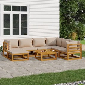 3155260 vidaXL Set mobilier de grădină cu perne gri taupe, 8 piese, lemn masiv