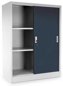 Dulap metalic universal mediu cu uși glisante 90 x 40 x 120 cm, încuietoare cilindrică, antracit - ral 7016