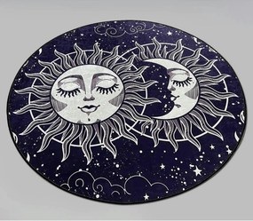 Covoras baie ATEN DJT, 80x80 cm, forma rotunda, poliester, albastru in