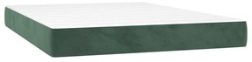 Pat box spring cu saltea, verde inchis, 140x200 cm, catifea Verde inchis, 140 x 200 cm, Nasturi de tapiterie