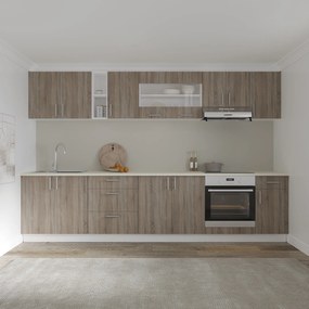 Set haaus V28, Stejar Sonoma Inchis/Alb, Blat Thermo 28 mm, L 320 cm
