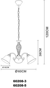 Lustră pe lanț Globo 60208-3 ODIN 3xE27/60W/230V