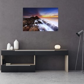 Tablou cu munți în ceață (90x60 cm)