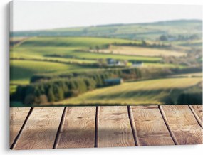 Tablou - Raft din lemn cu peisaj (70x50 cm)