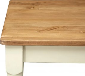 Masa fixa, L120 80 H80 cm, cu sertar, lemn masiv alb antichizat/natur