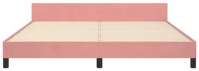 Cadru de pat cu tablie, roz, 180x200 cm, catifea Roz, 180 x 200 cm, Benzi verticale