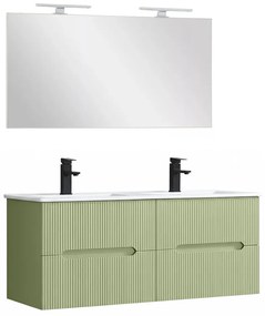 Trent Mobilier de baie 120 cm lavoar ceramic cu oglindă 60x120 cm verde deschis