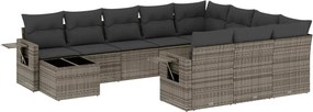 vidaXL Set canapele de grădină cu perne, 11 piese, gri, poliratan