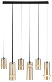 Lustra cu 6 pendule LED, CHAMPAGNE GLASS-BLACK, ZB-2536