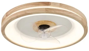 Lustra LED cu ventilator si telecomanda GATIAN lemn