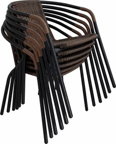 Scaun stivuibil, răchită sintetică maro/metal negru, DOREN