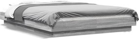 vidaXL Cadru de pat cu lumini LED gri sonoma 120x200 cm lemn prelucrat