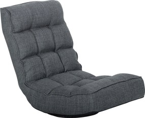 HOMCOM Scaun de Podea Pliabil Fotoliu de Lectură Rotativ 360° cu Spătar Reglabil în 5 Poziții 58x107x79 cm Gri | Aosom Romania