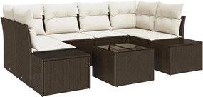 vidaXL Set de canapele pentru grădină 8 pcs Maro și Crem poliratan