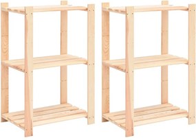 vidaXL Etajere cu 3 niveluri, 2 buc., 60x38x90 cm, pin masiv, 150 kg
